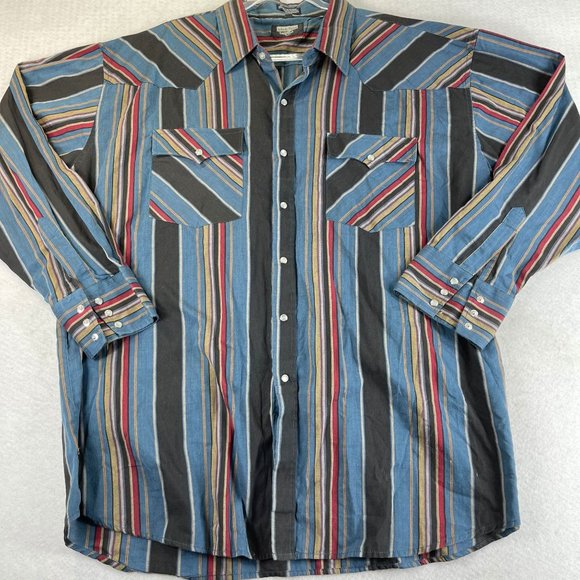 Vintage AUTHENTIC WESTERN YOUNGBLOODS Women 2X Red Blue Multi Striped Shirt Lot - Picture 7 of 15